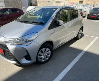 Front view of a rental Toyota Vitz in Larnaca, Cyprus ✓ Car #4402. ✓ Automatic TM ✓ 0 reviews.