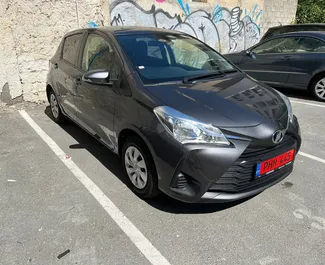 Front view of a rental Toyota Vitz in Larnaca, Cyprus ✓ Car #4401. ✓ Automatic TM ✓ 0 reviews.