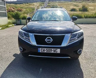 Front view of a rental Nissan Pathfinder in Tbilisi, Georgia ✓ Car #2189. ✓ Automatic TM ✓ 0 reviews.