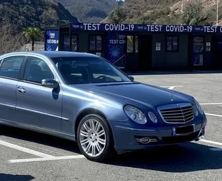 Front view of a rental Mercedes-Benz E220 in Tirana, Albania ✓ Car #4595. ✓ Automatic TM ✓ 0 reviews.