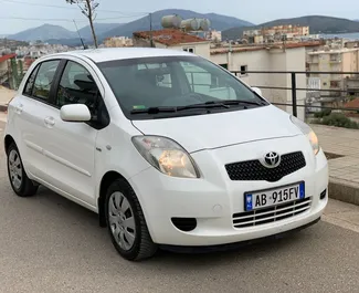 Front view of a rental Toyota Yaris in Saranda, Albania ✓ Car #4490. ✓ Manual TM ✓ 1 reviews.