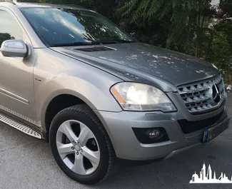 Front view of a rental Mercedes-Benz ML350 at Tirana airport, Albania ✓ Car #4695. ✓ Automatic TM ✓ 0 reviews.