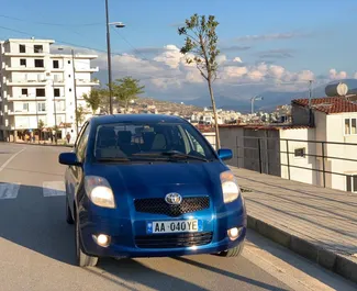 Front view of a rental Toyota Yaris in Saranda, Albania ✓ Car #4491. ✓ Manual TM ✓ 1 reviews.