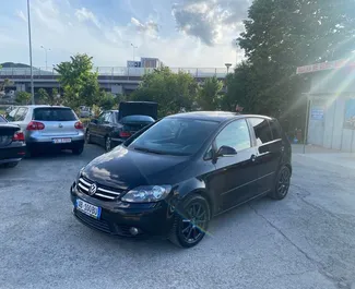 Front view of a rental Volkswagen Golf+ in Tirana, Albania ✓ Car #4472. ✓ Automatic TM ✓ 0 reviews.