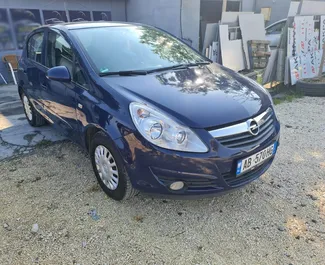Front view of a rental Opel Corsa in Tirana, Albania ✓ Car #4514. ✓ Automatic TM ✓ 0 reviews.