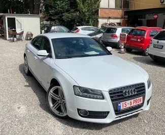 Front view of a rental Audi A5 in Tirana, Albania ✓ Car #4588. ✓ Manual TM ✓ 0 reviews.