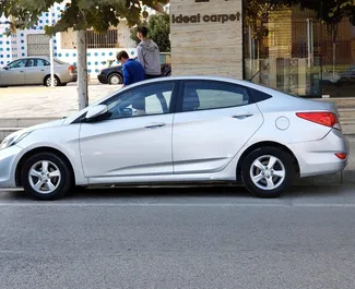 Front view of a rental Hyundai Accent in Durres, Albania ✓ Car #2155. ✓ Automatic TM ✓ 0 reviews.