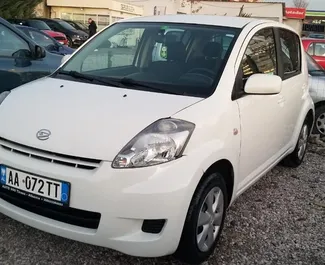 Front view of a rental Daihatsu Sirion in Tirana, Albania ✓ Car #4519. ✓ Automatic TM ✓ 0 reviews.