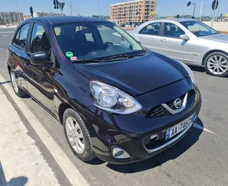 Front view of a rental Nissan Micra in Tirana, Albania ✓ Car #4513. ✓ Automatic TM ✓ 0 reviews.