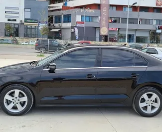 Front view of a rental Volkswagen Jetta at Tirana airport, Albania ✓ Car #4633. ✓ Automatic TM ✓ 1 reviews.