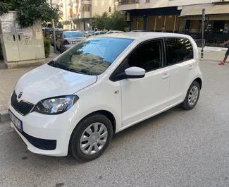 Front view of a rental Skoda Citigo in Tirana, Albania ✓ Car #4574. ✓ Automatic TM ✓ 0 reviews.