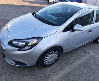Front view of a rental Opel Corsa in Tirana, Albania ✓ Car #4576. ✓ Automatic TM ✓ 0 reviews.