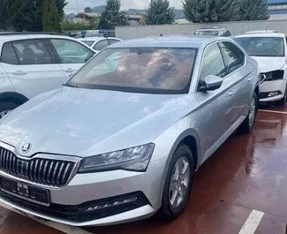 Front view of a rental Skoda Superb in Tirana, Albania ✓ Car #4575. ✓ Automatic TM ✓ 0 reviews.
