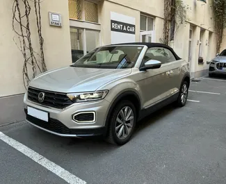 Volkswagen T-Roc Cabrio 2021 car hire in Czechia, featuring ✓ Petrol fuel and 148 horsepower ➤ Starting from 45 EUR per day.