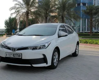 Front view of a rental Toyota Corolla in Dubai, UAE ✓ Car #4861. ✓ Automatic TM ✓ 0 reviews.