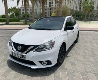 Front view of a rental Nissan Sentra in Dubai, UAE ✓ Car #4864. ✓ Automatic TM ✓ 0 reviews.