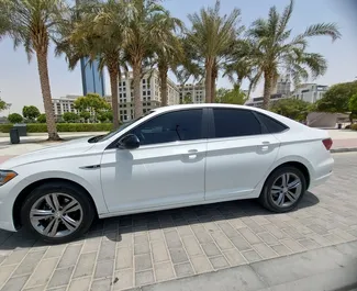 Front view of a rental Volkswagen Jetta in Dubai, UAE ✓ Car #5121. ✓ Automatic TM ✓ 0 reviews.