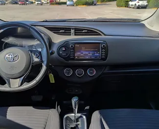 Interior of Toyota Yaris for hire in Greece. A Great 4-seater car with a Automatic transmission.