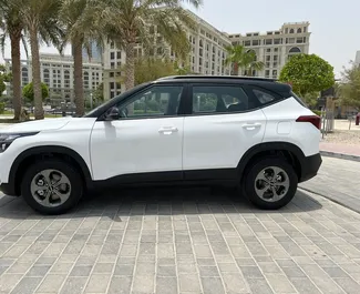 Kia Seltos 2023 car hire in the UAE, featuring ✓ Petrol fuel and 154 horsepower ➤ Starting from 90 AED per day.