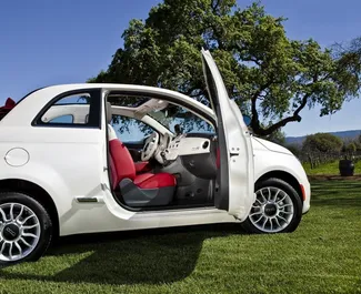 Fiat 500 Cabrio rental. Economy, Comfort, Cabrio Car for Renting in Greece ✓ Without Deposit ✓ TPL, FDW, Passengers, Theft insurance options.