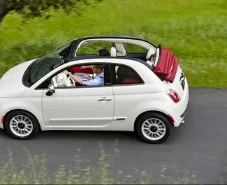 Fiat 500 Cabrio 2021 available for rent in Crete, with unlimited mileage limit.