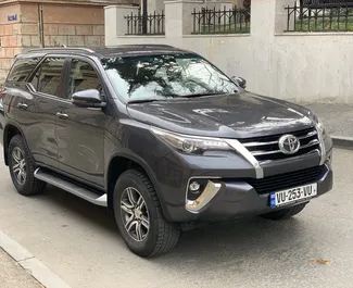 Front view of a rental Toyota Fortuner in Tbilisi, Georgia ✓ Car #5440. ✓ Automatic TM ✓ 0 reviews.