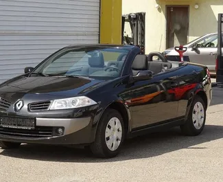 Front view of a rental Renault Megane Cabrio at Burgas Airport, Bulgaria ✓ Car #3627. ✓ Automatic TM ✓ 0 reviews.