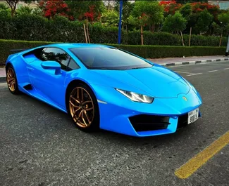Lamborghini Huracan 2022 car hire in the UAE, featuring ✓ Petrol fuel and  horsepower ➤ Starting from 2970 AED per day.