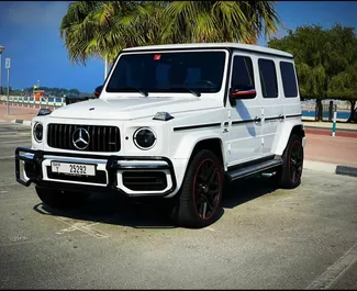 Front view of a rental Mercedes-Benz G63 in Dubai, UAE ✓ Car #5670. ✓ Automatic TM ✓ 0 reviews.
