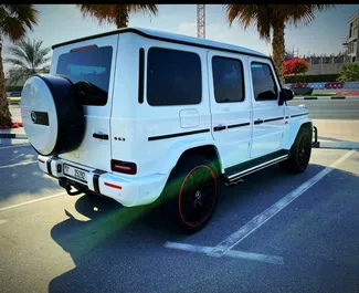 Mercedes-Benz G63 2022 car hire in the UAE, featuring ✓ Petrol fuel and  horsepower ➤ Starting from 2376 AED per day.