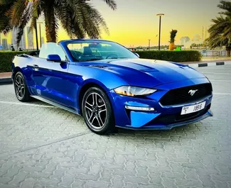 Front view of a rental Ford Mustang Cabrio in Dubai, UAE ✓ Car #5651. ✓ Automatic TM ✓ 0 reviews.