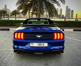 Ford Mustang Cabrio 2022 car hire in the UAE, featuring ✓ Petrol fuel and  horsepower ➤ Starting from 653 AED per day.