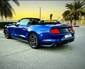 Petrol L engine of Ford Mustang Cabrio 2022 for rental in Dubai.