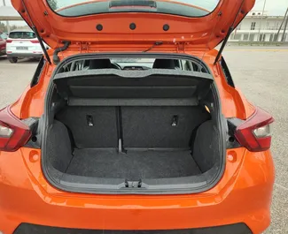 Petrol 1.2L engine of Nissan Micra 2019 for rental at Thessaloniki Airport.