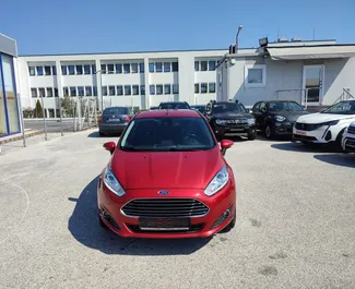 Front view of a rental Ford Fiesta at Thessaloniki Airport, Greece ✓ Car #6173. ✓ Manual TM ✓ 0 reviews.