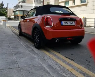Front view of a rental Mini Cooper Cabrio in Limassol, Cyprus ✓ Car #5930. ✓ Automatic TM ✓ 0 reviews.