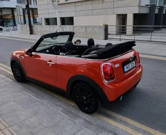 Interior of Mini Cooper Cabrio for hire in Cyprus. A Great 4-seater car with a Automatic transmission.