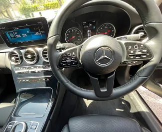 Interior of Mercedes-Benz C-Class for hire in Cyprus. A Great 5-seater car with a Automatic transmission.
