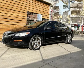Front view of a rental Volkswagen Passat-CC in Tirana, Albania ✓ Car #6347. ✓ Automatic TM ✓ 1 reviews.