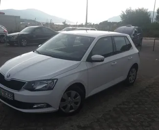 Front view of a rental Skoda Fabia in Budva, Montenegro ✓ Car #1062. ✓ Automatic TM ✓ 2 reviews.