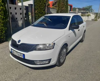 Front view of a rental Skoda Rapid in Tirana, Albania ✓ Car #6534. ✓ Automatic TM ✓ 1 reviews.