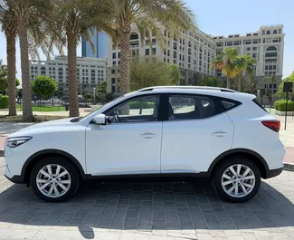 MG Motor MG ZS 2023 car hire in the UAE, featuring ✓ Petrol fuel and 118 horsepower ➤ Starting from 90 AED per day.
