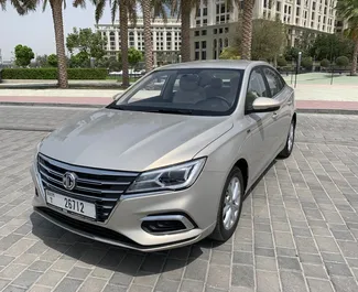 Front view of a rental MG Motor MG 5 in Dubai, UAE ✓ Car #4863. ✓ Automatic TM ✓ 0 reviews.