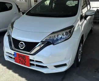 Front view of a rental Nissan Note in Limassol, Cyprus ✓ Car #6694. ✓ Automatic TM ✓ 2 reviews.