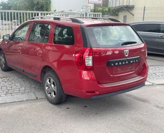 Front view of a rental Dacia Logan MCV at Burgas Airport, Bulgaria ✓ Car #7443. ✓ Manual TM ✓ 0 reviews.