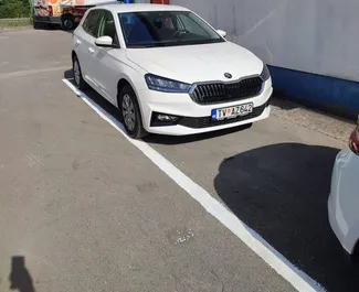 Front view of a rental Skoda Fabia in Tivat, Montenegro ✓ Car #7447. ✓ Automatic TM ✓ 1 reviews.