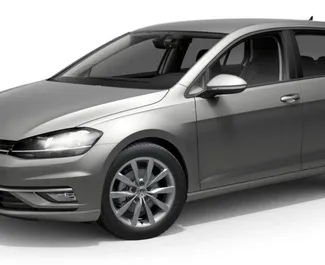 Front view of a rental Volkswagen Golf 7 in Tirana, Albania ✓ Car #7444. ✓ Automatic TM ✓ 0 reviews.