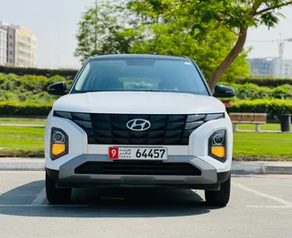 Арендуйте Hyundai Creta 2023 в ОАЭ. Топливо: Бензин. Мощность: 113 л.с. ➤ Стоимость от 100 AED в сутки.