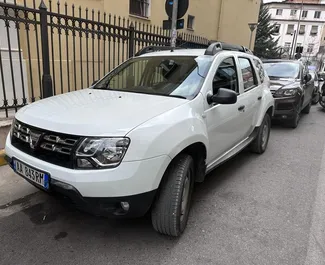 Front view of a rental Dacia Duster in Tirana, Albania ✓ Car #4712. ✓ Manual TM ✓ 0 reviews.