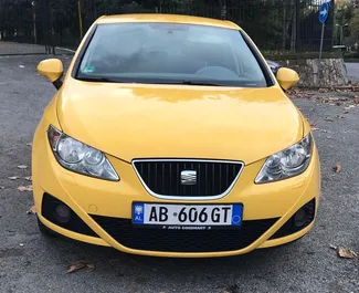 Front view of a rental Seat Ibiza in Tirana, Albania ✓ Car #8418. ✓ Manual TM ✓ 0 reviews.